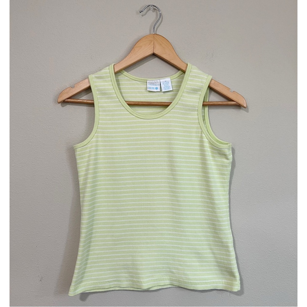 Vintage ProSpirit Size Small Neon Yellow Striped Cotton Tank Top